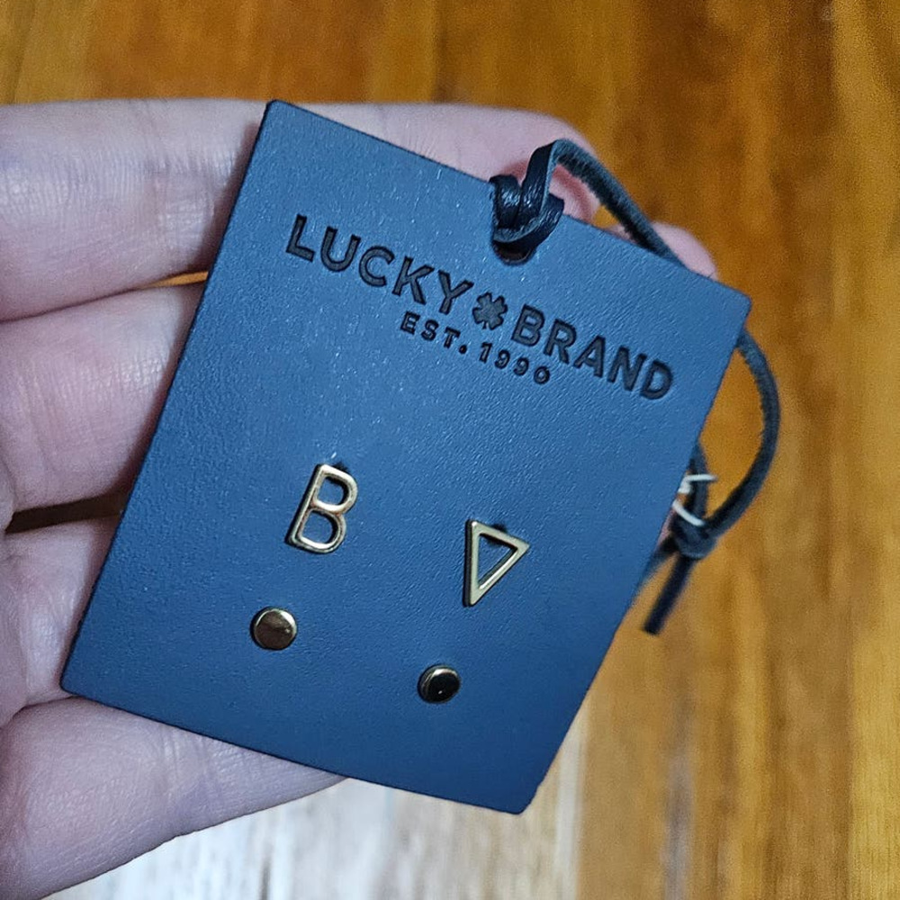NWT! Lucky Brand Gold-Tone 4PC Set Initial Mismatch Stud Earrings